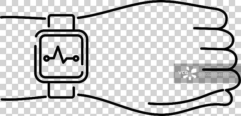 线条图标：手腕上戴着智能手表的男人图片素材