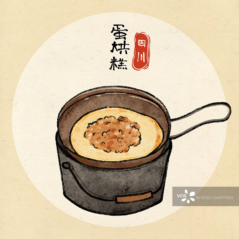国风四川成都美食插画-蛋烘糕图片素材