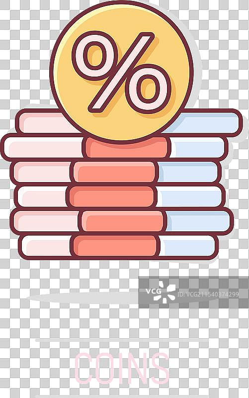 漫画风格的美元硬币堆叠图标图片素材