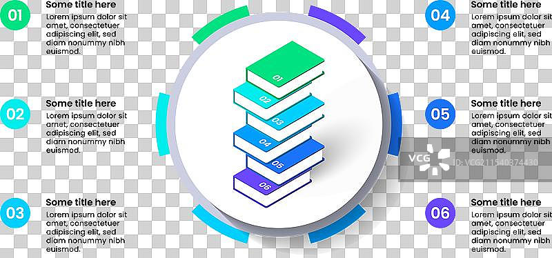 信息图模板，书籍与数字6图片素材