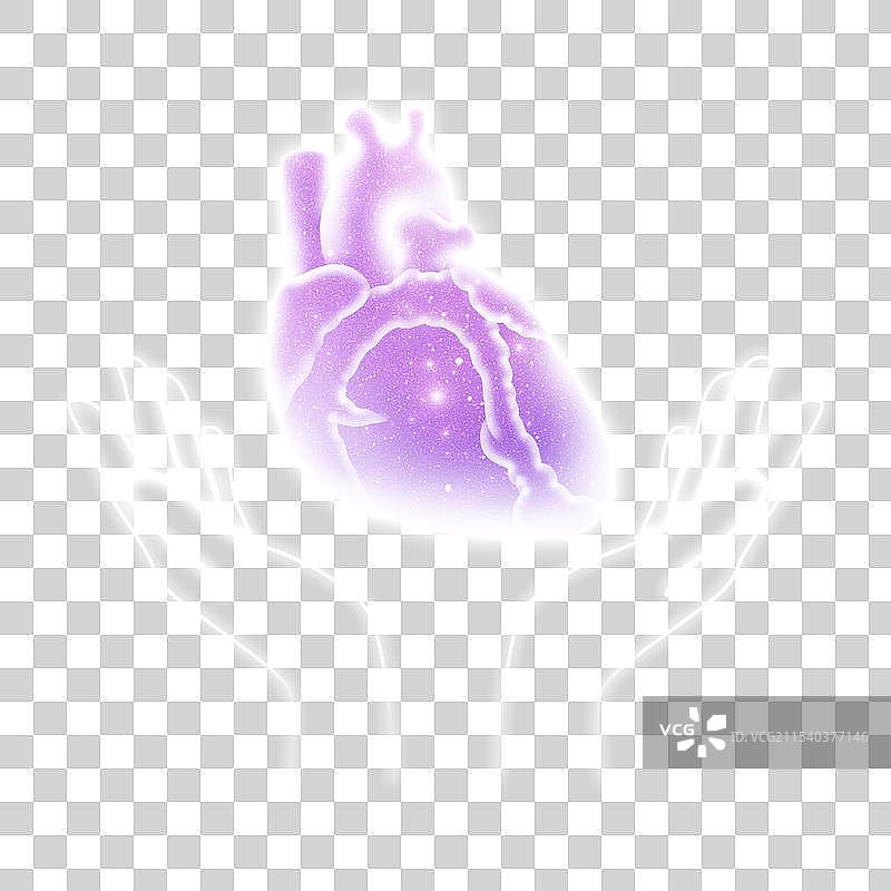 紫色星空透明扫描人体内脏器官五脏六腑插画元素图片素材