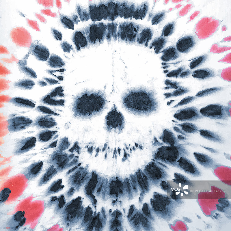 扎染绞染骷髅图案水彩骷髅图片素材