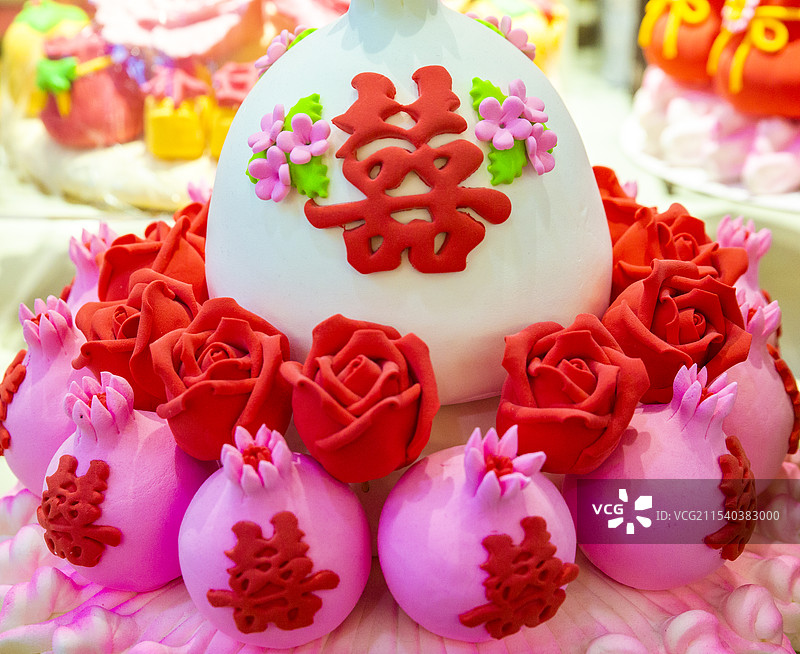 新人新婚百年好合结婚喜馒头图片素材