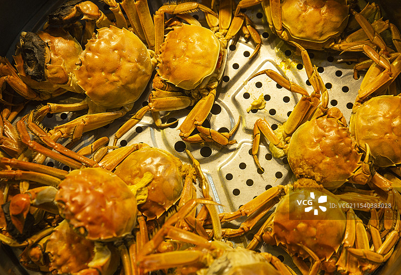 蒸熟的河蟹图片素材