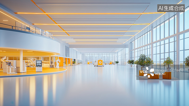 【AI数字艺术】未来感十足的科技公司大厅图片素材