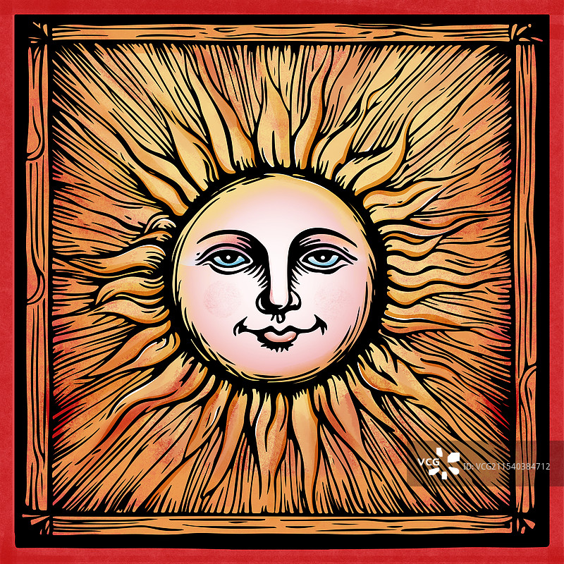 手绘太阳神装饰性插画图片素材