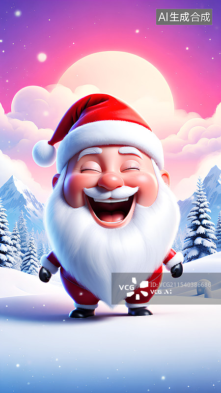 【AI数字艺术】站在雪地上开心笑的圣诞老人图片素材