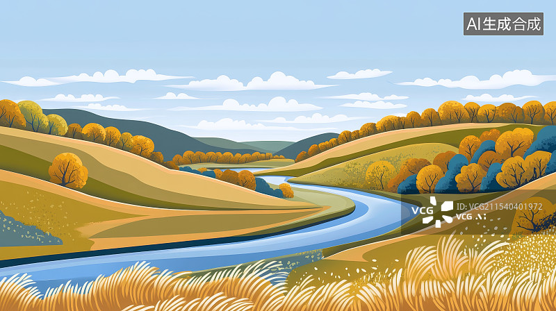 【AI数字艺术】立秋插画图片素材