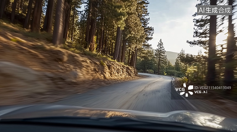 【AI数字艺术】树林间的山路图片素材