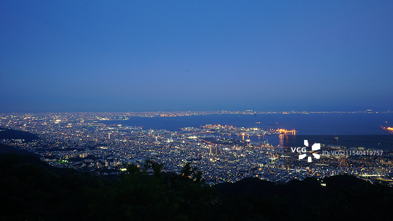 日本神户神户港与六甲山夜景图片素材