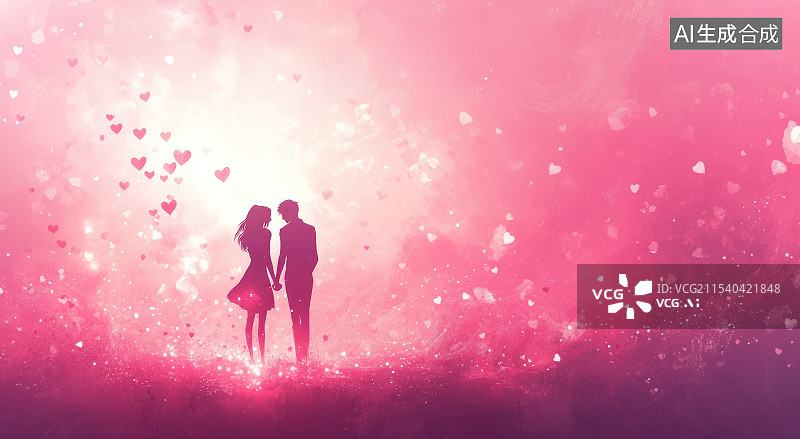 【AI数字艺术】粉色浪漫情人节插画背景图片素材
