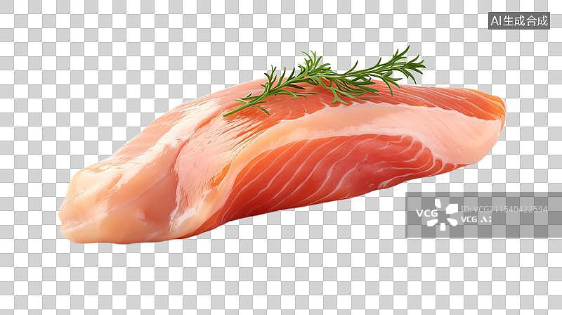 【AI数字艺术】新鲜现切的鸡胸肉 三文鱼图片素材