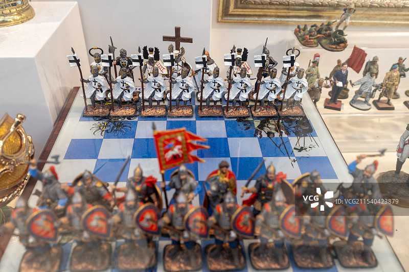 桌上国际象棋雕像的特写镜头图片素材