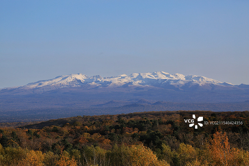登高远眺长白山图片素材