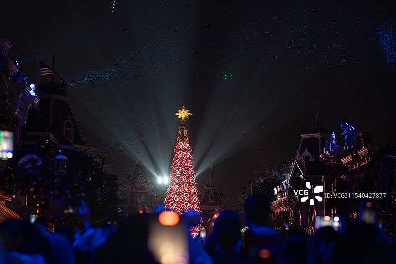 香港迪士尼乐园，夜景灯光秀图片素材