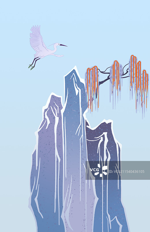 白鹭风景插画图片素材