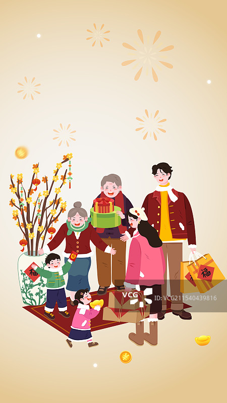 大年初二正月初二回娘家全家福女儿女婿拜年海报图片素材