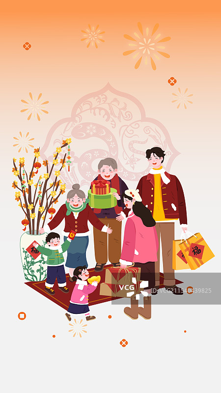 大年初二正月初二回娘家全家福女儿女婿拜年海报图片素材