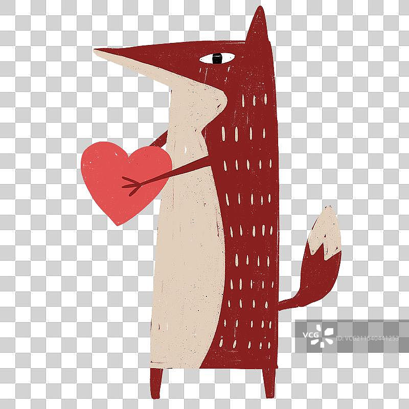 传递爱心的小动物卡通复古风格儿童插画元素图片素材