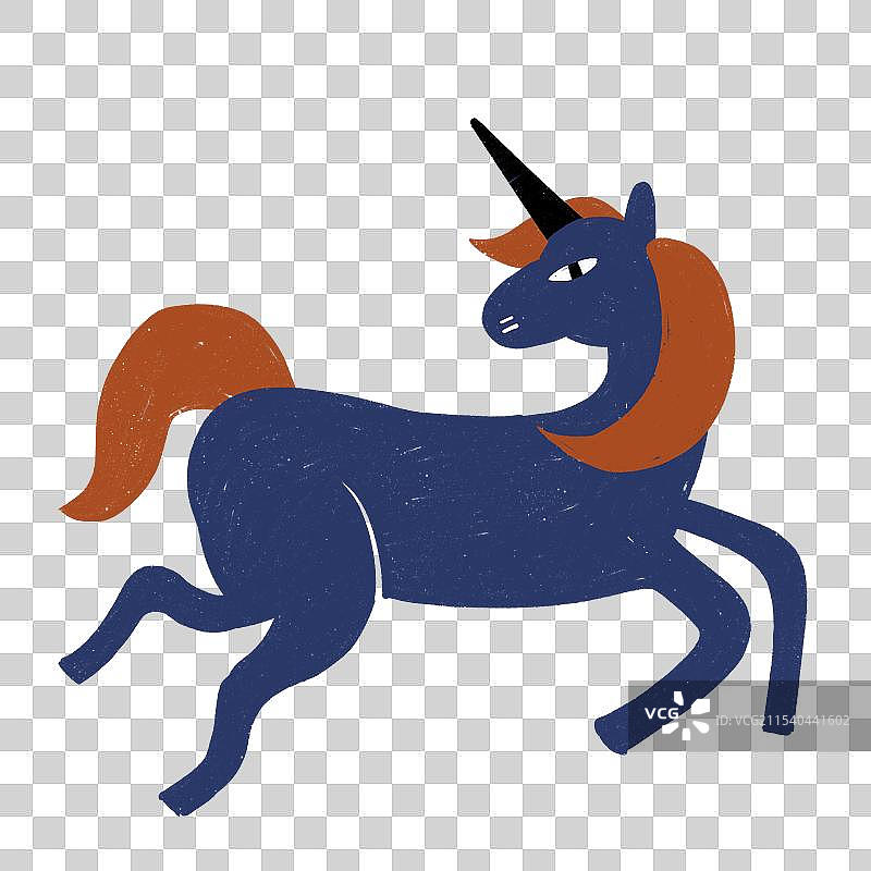 独角兽卡通复古插画元素图片素材
