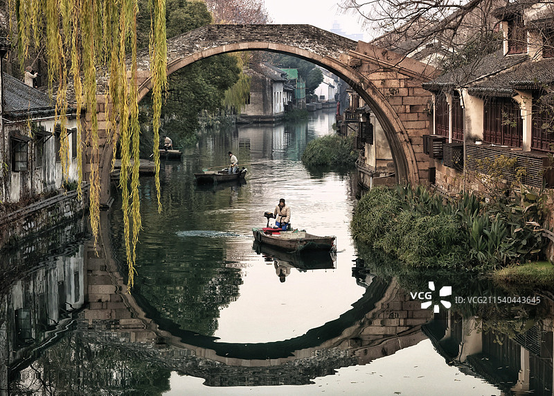 小桥流水，垂柳船夫，这就是江南（2）图片素材