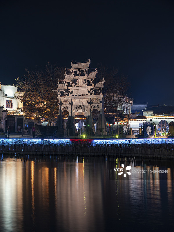 黄山西递胡文光牌楼图片素材