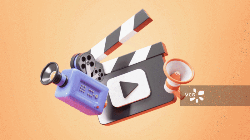 卡通摄影机和场记板电影制作概念3D渲染图片素材