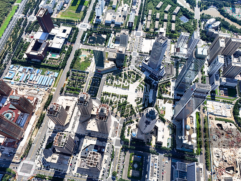 鸟瞰冰城·雪花广场·哈尔滨新区CBD航拍全景图片素材