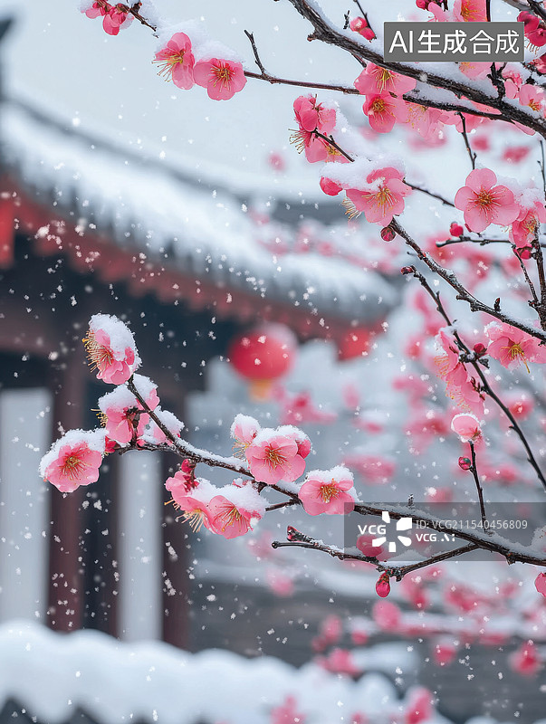 【AI数字艺术】冬天寒冬腊梅二十四节气传统文化背景图片素材
