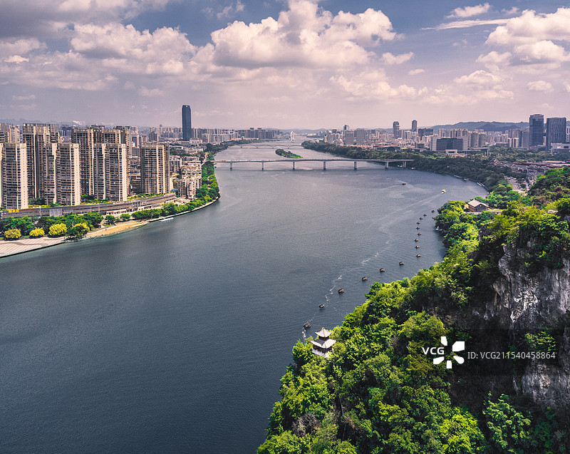 广西柳州城市风光柳江航拍图片素材
