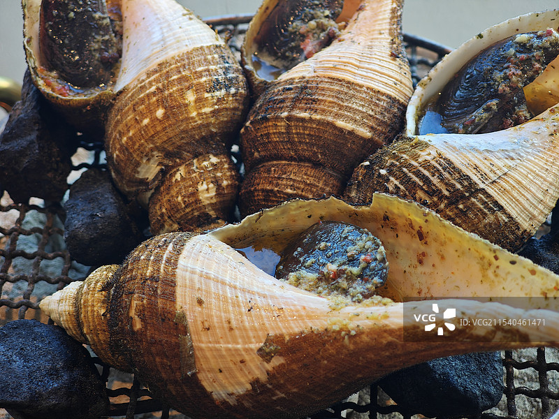 炭烧响螺 管角螺 海螺 现代潮菜 海味珍品 潮汕菜 粤菜分支 中式菜肴 《煮海》汕头市黑珍珠餐厅图片素材