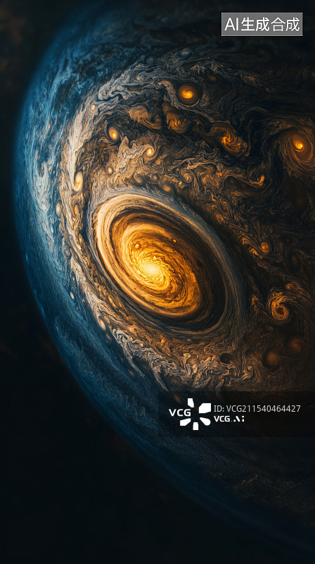 【AI数字艺术】木星风暴旋涡竖屏背景图片素材