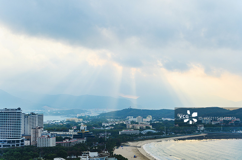 海南三亚大东海旅游区城市航拍图片素材