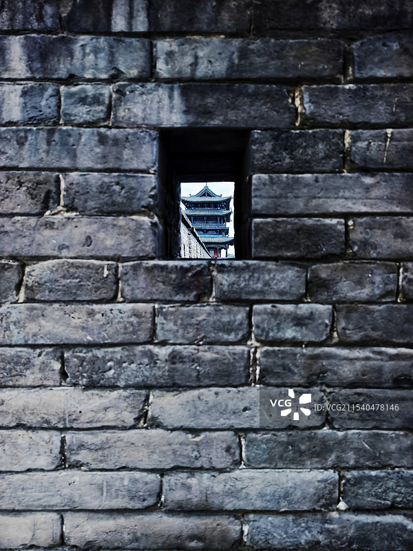 《历史的窥视》。山西晋中，平遥古城墙的窥视孔仿佛是一扇通向过去的时光之窗。图片素材