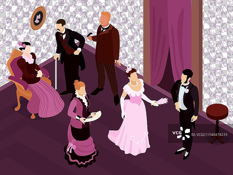 维多利亚时代贵族聚会的构成图片素材