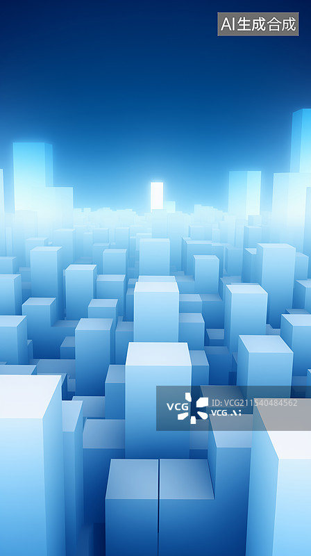 【AI数字艺术】蓝色立方体背景图片素材