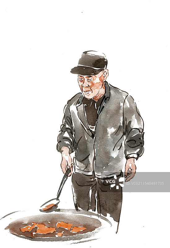 炖肉的老人图片素材