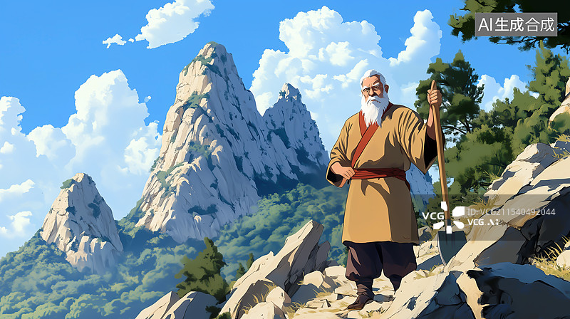 【AI数字艺术】传统文化中华神话故事愚公移山图片素材
