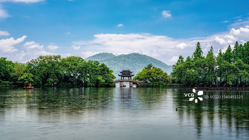 杭州西湖玉带桥自然风景图片素材