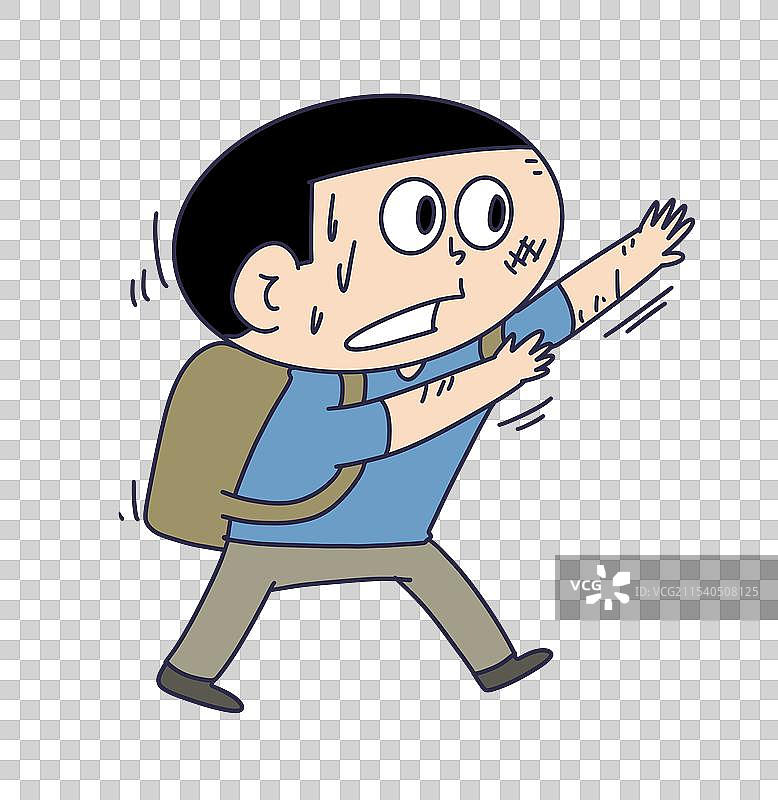 紧张流汗的背包人物图片素材