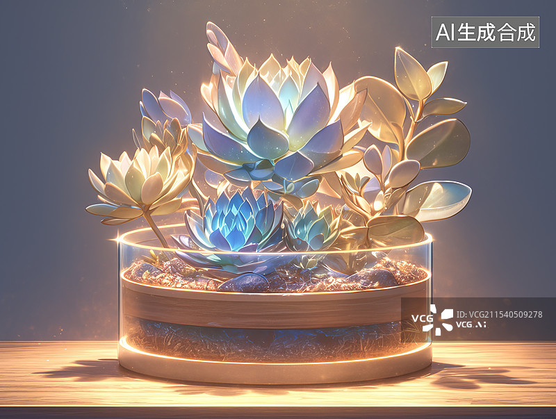 【AI数字艺术】治愈系多肉组合盆栽图片素材