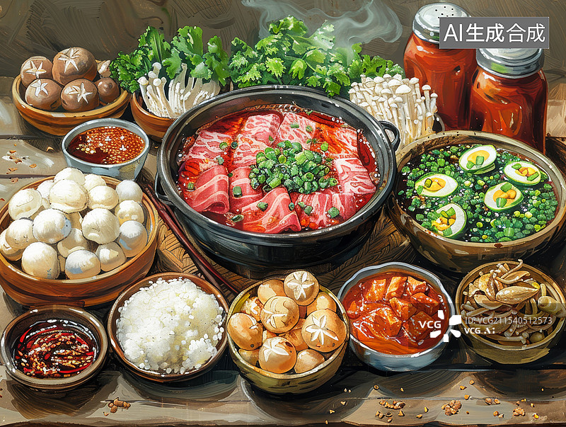 【AI数字艺术】诱人美味的牛肉火锅图片素材