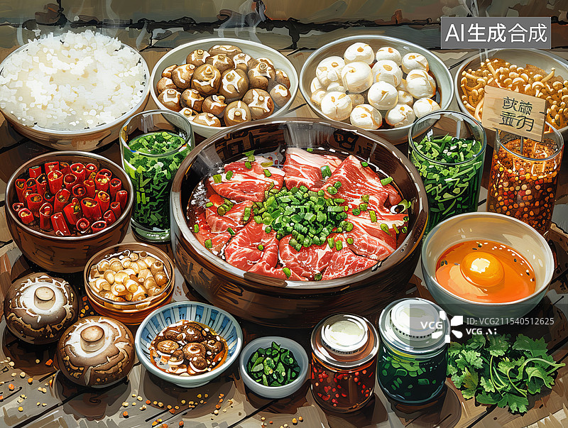 【AI数字艺术】诱人美味的牛肉火锅图片素材