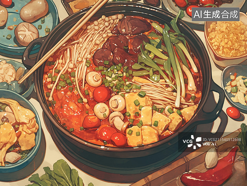 【AI数字艺术】诱人美味的牛肉火锅图片素材