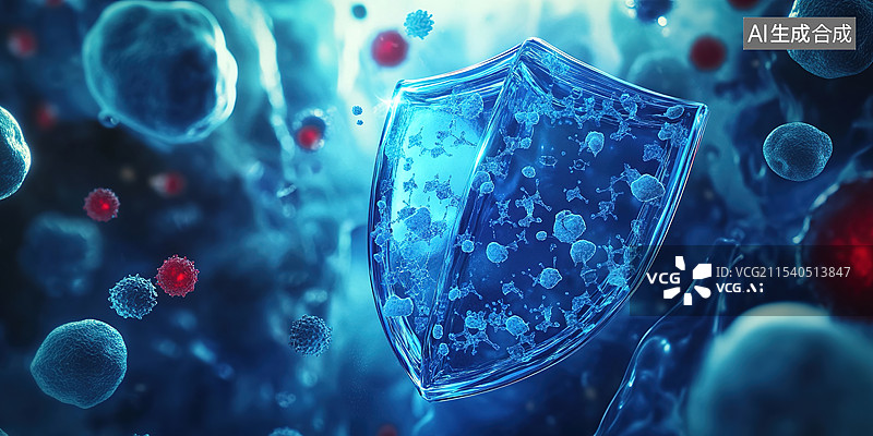 【AI数字艺术】环境之盾蓝色屏障保护自然免受病毒侵害世界环境保护日海报背景森林生态防御图片素材