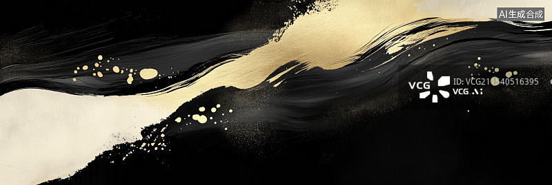 【AI数字艺术】黑金水墨背景图片素材