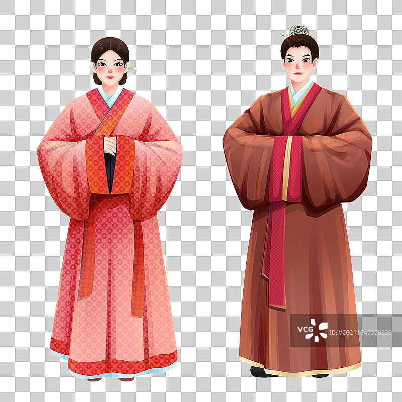 五十六个民族之汉族少年少女插画元素图片素材