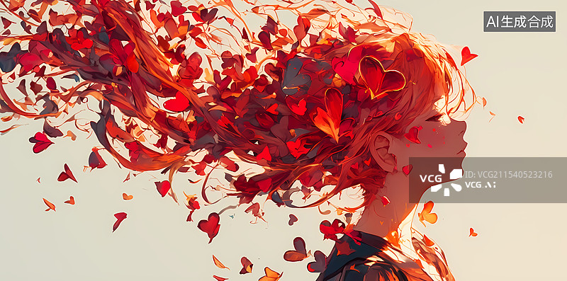 【AI数字艺术】恋爱  恋爱脑  爱情 女孩 爱心图片素材