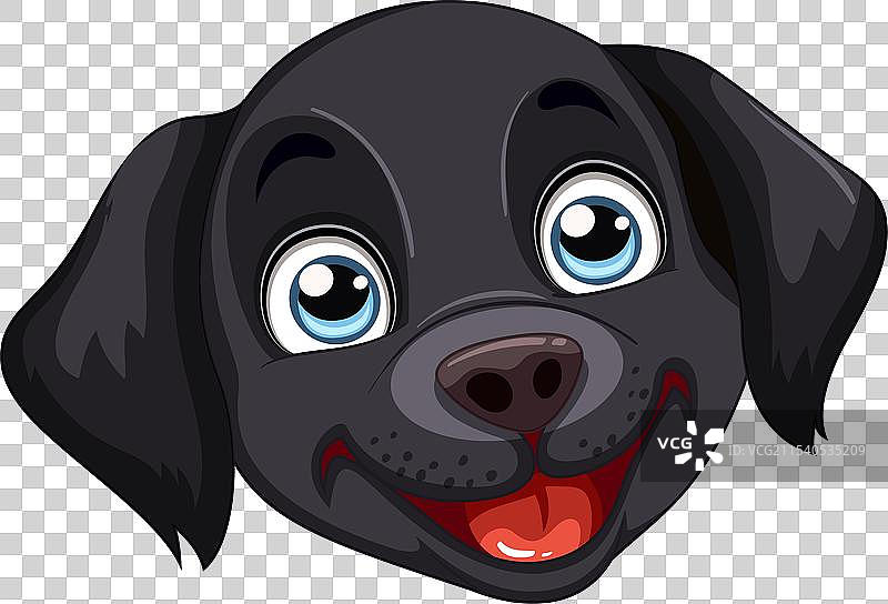 快乐的黑狗卡通形象微笑着图片素材