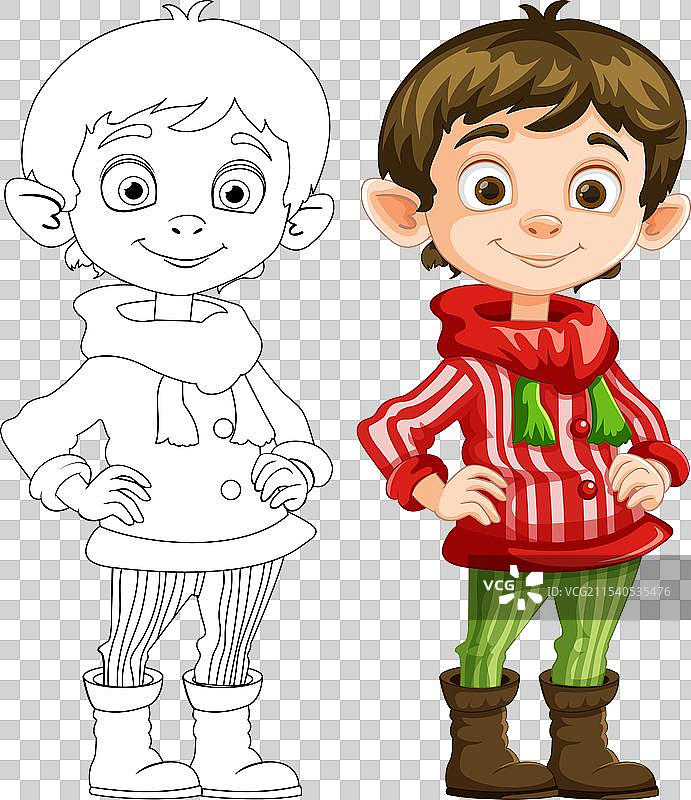 精灵的彩色和线条艺术图片素材